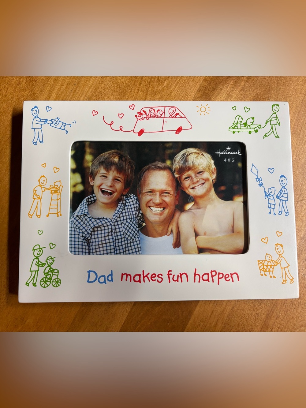 Hallmark White Frame with Blue, Red, Green, and Orange Doodle Accents